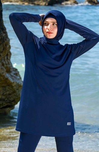 Dunkelblau Hijab Badeanzug 7121-01