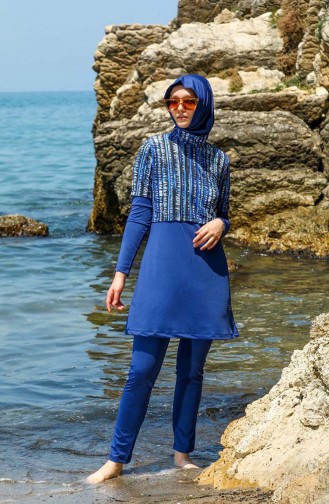 Navy Blue Modest Swimwear 7141