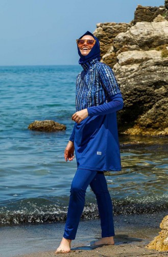 Navy Blue Modest Swimwear 7141