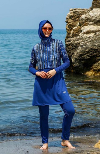 Dunkelblau Hijab Badeanzug 7141-01
