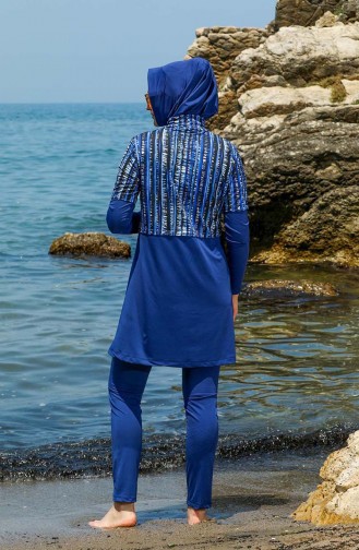 Maillot de Bain Hijab Bleu Marine 7141-01