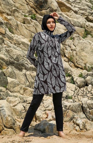 Schwarz Hijab Badeanzug 7030