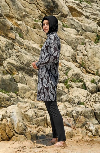 Schwarz Hijab Badeanzug 7030
