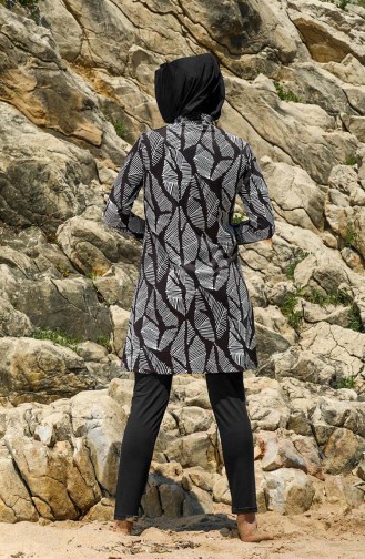 Schwarz Hijab Badeanzug 7030