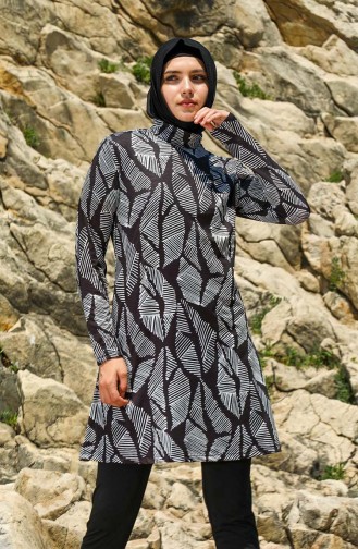 Schwarz Hijab Badeanzug 7030