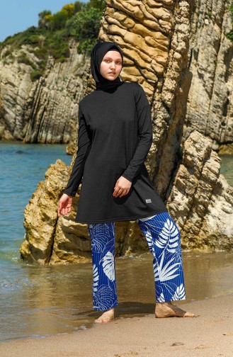 Schwarz Hijab Badeanzug 7050-01