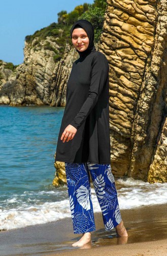 Schwarz Hijab Badeanzug 7050-01