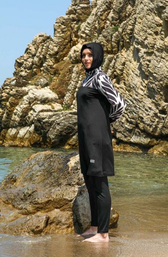 Schwarz Hijab Badeanzug 7060-01
