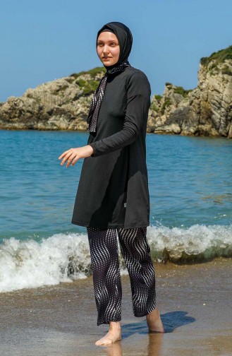 Schwarz Hijab Badeanzug 7100