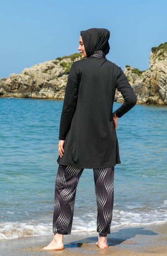 Schwarz Hijab Badeanzug 7100-01