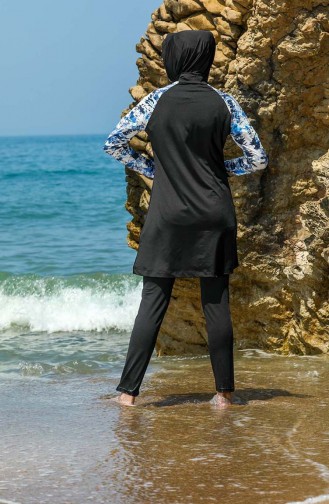 Schwarz Hijab Badeanzug 7110-01