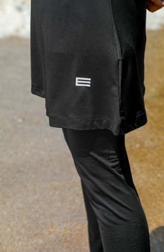 Schwarz Hijab Badeanzug 7110-01
