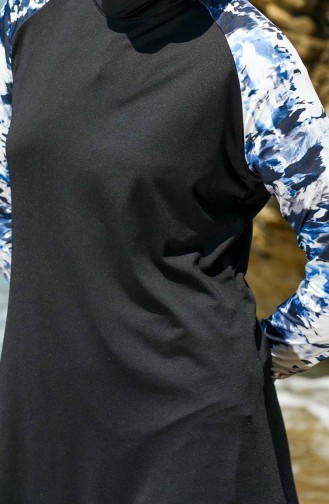 Schwarz Hijab Badeanzug 7110-01