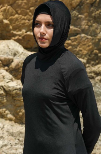 Schwarz Hijab Badeanzug 7120