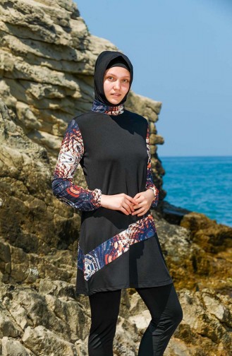 Tam Kapalı Mayo 7130-01 Siyah