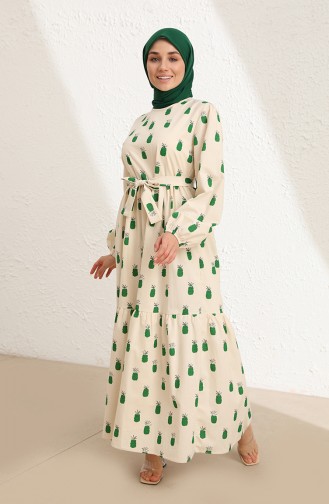 Grün Hijab Kleider 2119-01