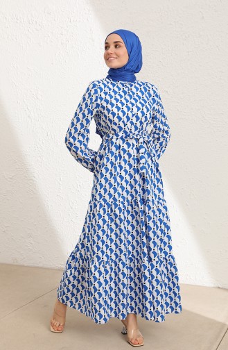 Saxe Hijab Dress 5722-03