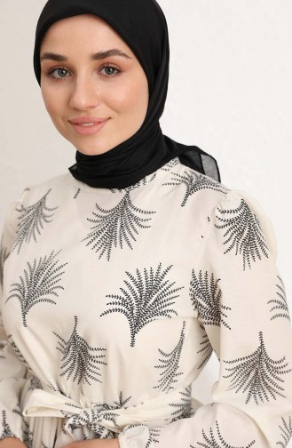 Creme Hijab Kleider 6004-01