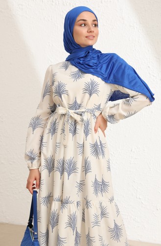 Cream Hijab Dress 6004-04
