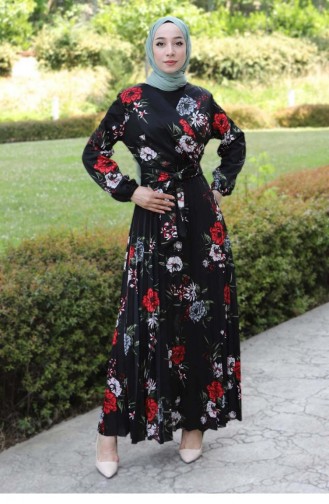 Black Hijab Dress 14700.Siyah