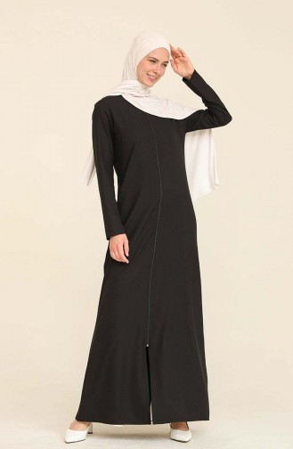 Krepp Abaya mit Reißverschluss 3317A-02 Schwarz 3317A-02