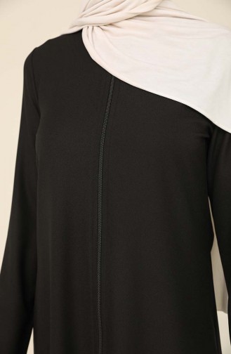 Krepp Abaya mit Reißverschluss 3317A-02 Schwarz 3317A-02