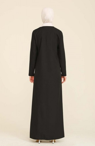 Zippered Crepe Abaya 3317a-02 Black 3317A-02