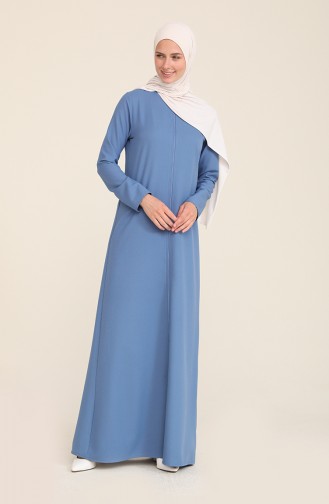 Krepp Abaya mit Reißverschluss 3317A-01 Indigo 3317A-01