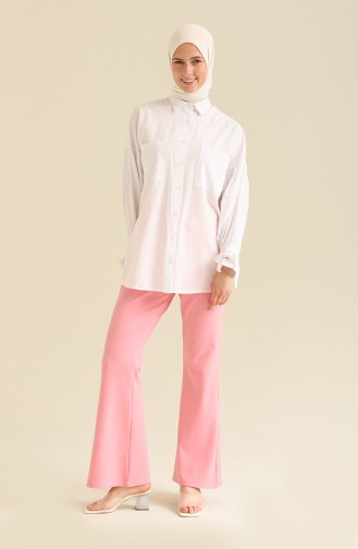 Beli Lastikli İspanyol Paça Pantolon 202296PNT-04 Pembe