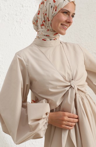 Beige Hijab Kleider 228433-02