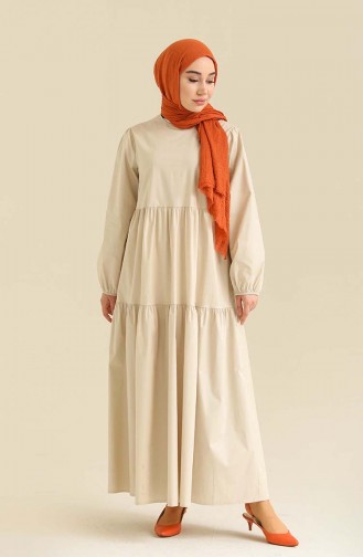 Beige Hijab Kleider 2271-01