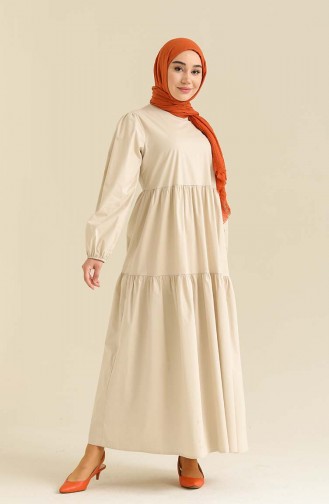 Beige Hijab Kleider 2271-01