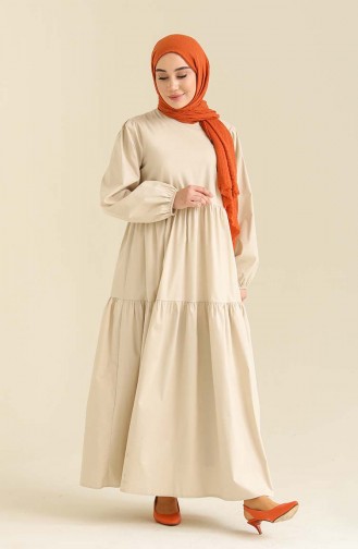 Beige Hijab Kleider 2271-01