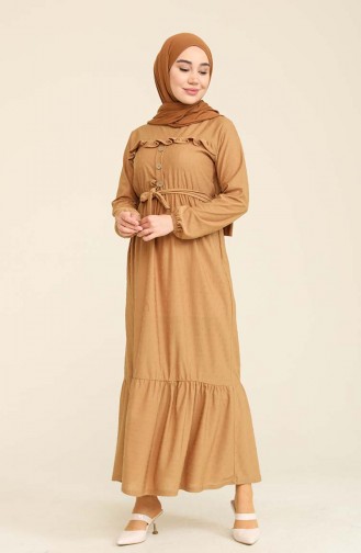 Camel Hijab Dress 2402-01