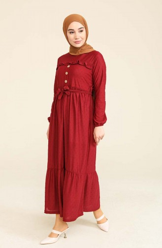 Claret Red Hijab Dress 2402-05