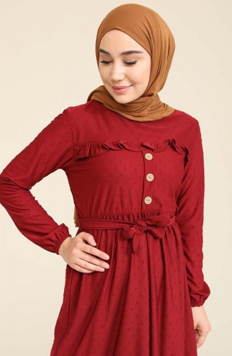 Claret Red Hijab Dress 2402-05