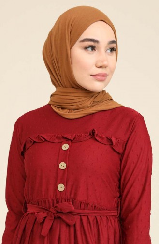 Claret Red Hijab Dress 2402-05