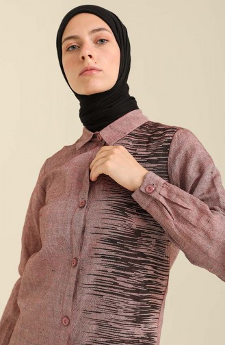 Desenli Düğmeli Tunik 4030-06 Bordo