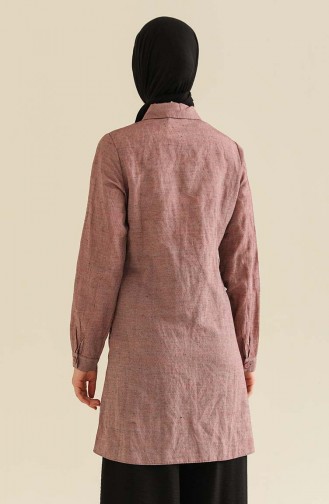 Desenli Düğmeli Tunik 4030-06 Bordo