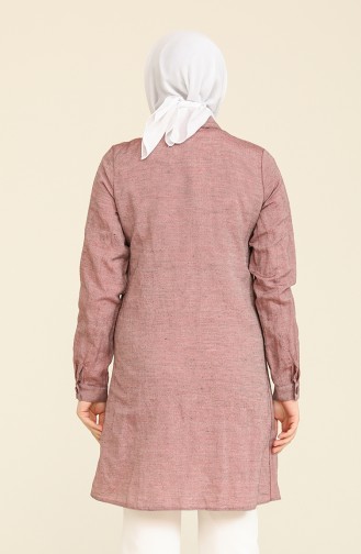 Çiçek Desenli Düğmeli Tunik 4031-01 Bordo