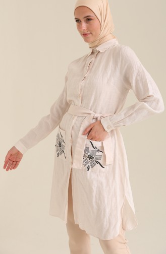 Cepli Kuşaklı Tunik 4033-03 Pudra