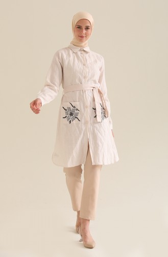 Cepli Kuşaklı Tunik 4033-03 Pudra