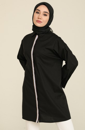Gizli Düğmeli Tunik 2272-01 Siyah
