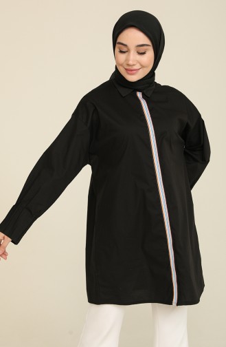 Gizli Düğmeli Tunik 2272-01 Siyah