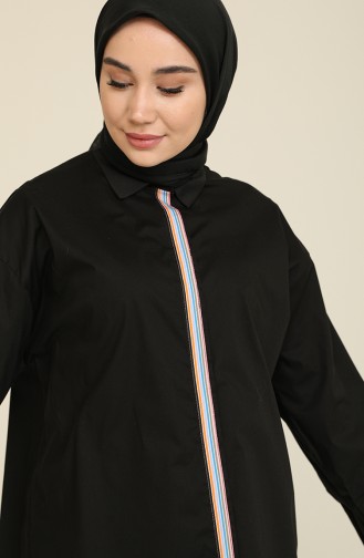 Gizli Düğmeli Tunik 2272-01 Siyah
