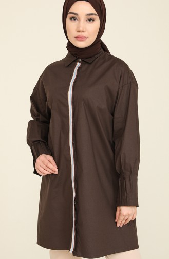 Gizli Düğmeli Tunik 2272-03 Kahverengi