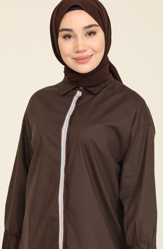 Gizli Düğmeli Tunik 2272-03 Kahverengi