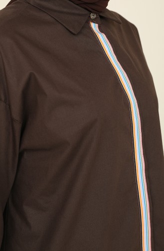 Gizli Düğmeli Tunik 2272-03 Kahverengi