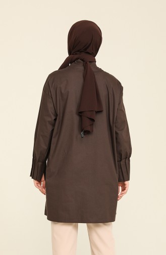 Gizli Düğmeli Tunik 2272-03 Kahverengi