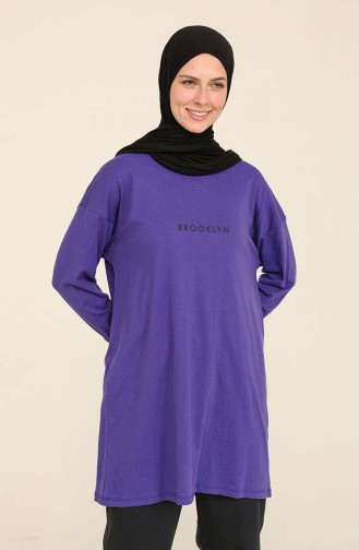 Baskılı Basic Tunik 2406-03 Mor